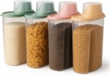 4pcs Cereal Storage Containers Set – Airtight Food Dispensers with Pour Spout & Measuring Cup, Kitchen Pantry Organizers for Cereal, Grains, Pasta, Pet Food (4 PCS 2.2L)