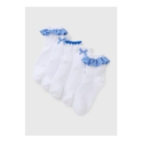5 Pack Girls Blue Gingham Socks (Younger 6 Blue 4-6.5