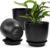 5 Pack Plastic Plant Pots, 17.7/16/14/12.5/11.5 cm Plant Pots with Drainage Holes and Tray Decorative Flower Pot Plastic Planters for Indoor Outdoor Flowers Plants (Black)