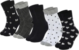 5 Pack Womens Socks Cotton Gentle Grip Crew Soft Top Ladies Socks Patterned Stripes and Spotts