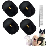 5 Piece Pet Hair Removal Set,include Pet Hair Removal Gloves and comb, Static Pet Hair Removal Gloves for Beauty and Bathing(Black), 16x11x0.7 cm