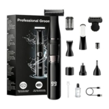 5-in-1 Mens Body Hair Trimmer with Nose/Beard LED Display, Waterproof