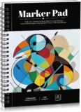 50 Sheets Marker Paper Pad, A5 Bleedproof Art Sketch Pad, 73lb/120gsm Drawing Paper Spiral Sketch Book, Alcohol Marker Paper Painting Coloring Paper for Beginners, Artists, Gift