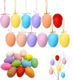 50Pcs Easter Eggs Decorations, Easters Tree Hanging Plastic Ornaments Hanging Plastic Eggs Ornament for DIY Crafts Party Home Decor Easter Gift (50Pcs Colorful)