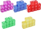 50pcs 16mm Game Dice, D6 Six Sided Dice Set Colored Casino Dice Translucent Acrylic Dados for Yahtzee,Tenzi, Farkle, Bunco, DND, MTG, RPG,Table Board Game or Teaching Math