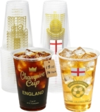 532 ml 24-Count Plastic Football Party Cups – World Cup Champion England National Flag Themed Disposable Cups for Fan Event Decorations Match-Day Festival, Salute 1966 Champion, COME ON ENGLAND 2026