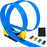 5M Flexible Car Race Track Set for Kids with 4 Toy Cars 2 Ramps 4 Suction Cups and Storage Bag Indoor Play Gift for Boys and Girls Age 3 to 8