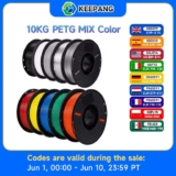 5kg PETG Filament For 3D Printer Plastic Material 22LBS 1.75mm – With Code – Sold by KEEPANG Overseas Store