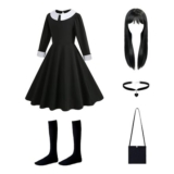 5pc Black Gothic Princess Costume Set for Girls with Accessories