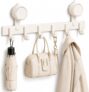 6 Hooks Suction Coat Hooks, No Drill Cream Carbon Steel Wall Hooks
