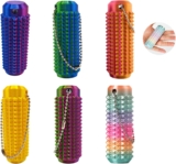 6 Pack 3D Printed Spiky Fidget Keychain, Multi-Color Pain Stim Sensory Toy for Adults & Teens, Portable Stress Relief Fidget Keyring for Focus and Anxiety