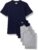 6 Pack Amazon Essentials Mens Slim-Fit Cotton Crew Neck Vests, Size Large – Medium Grey Heather/Navy Short Sleeve (Prime Exclusive)