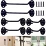6 Pack Barn Door Latch Set 2, 4, 6 Heavy Duty Coated Stainless Steel Solid Gate Latch Lock with Mounting Screws Cabin Hooks and Eye Latch for Window, Sliding Door, Bedroom