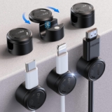 6 Pack Cable Tidy Clips, Chfeila 360Rotating & Twist-Lock Magnetic Cable Management, Self Adhesive Phone Charger Wire Organiser, Cord Holder for USB/HDMI/PC/Car/Wall – Home, Office Desk Accessories