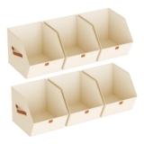 6-Pack Fabric Storage Boxes, Foldable Wardrobe Organizer with Handles, Beige