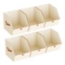 6-Pack Fabric Storage Boxes, Foldable Wardrobe Organizer with Handles, Beige