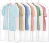 6 Pack Garment Bags, 40in PEVA Suit Bags Clothes Covers, White Edge