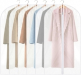 6 Pack Garment Bags, 47in PEVA Suit Bags Clothes Covers, White Edge