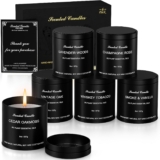 6-Pack Scented Candles for Men Whiskey Tobacco, Vintage Oak, Lavender Woods, Cedar Oakmoss, Smoke Vanilla, Champagne Rose Soy Wax Blend Ideal for Fathers Day Birthday Gift for Him
