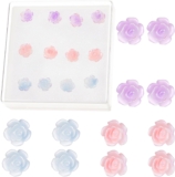 6 Pairs Plastic Post Earrings for Sensitive Ears,3D Rose Flower Studs metal free post for sensitive ears, clear resin comfortable everyday wear unique elegant design,gift for birthday Christmas