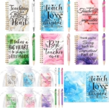 6 Sets Thank You Teacher Gifts for Women Men Teacher Notebook Gift with 6Pcs A6 Notebooks, Pens and Organza Bags, Teacher Gifts for Nursery,Teaching Assistant,Mentor End Of The Year