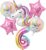 6 Years Old Birthday Decorations Unicorn Balloon Set 6PCS Large Foil Balloons with 3D Unicorn, Number 6, Stars & Hearts for Girls Birthday Party Decorations