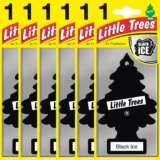 6 x Little Trees Air Freshener Tree MTZ04 Black Ice Fragrance For Car Home Boat Caravan – Six Pack