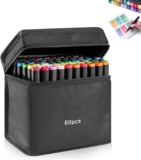 60PCS Painting and Colouring Set Art Supplies Set for Kids Adults Colouring Alcohol Markers Permanent Marker Pens, Dual Tip Artist Marker Set with Carrying Bag for Drawing Sketching Illustration