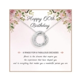 60th Birthday Necklace 925 Sterling Silver Interlocking Circles