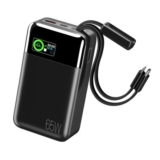 65W Power Bank 42800mAh with USB-C, Built-in Cables