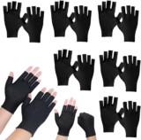 6Pairs Black Fingerless Cotton Gloves, Black cotton eczema Gloves