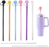 6Pcs Replacement Silicone Straws for Stanley Cup,Reusable Drinking Straws