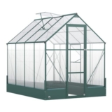 6×8 FT Polycarbonate Greenhouse with Base and Raised Bed