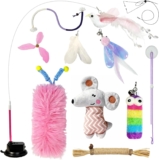 7 in 1 Interactive Cat Toys Set, Cat Toys for Indoor Cats, Cat Wand Toy with Suction Cup, Catnip Mouse, Feather Teaser Toys, Kitten Toys for Indoor Cats and Kittens