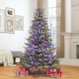 7.5 ft (2.3m) Pre-Lit Euro Style Artificial Christmas Tree With 1400 Colour Changing Twinkle Micro LED Lights