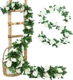 7.8FT Artificial Rose Garland, Artificial Rose Vines 2.4M, Fake Rose Vine Flowers Plants, Silk Hanging Rose Garlands for Garden Anniversary Wedding Table Birthday Party Decor(White)