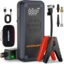7000A Jump Starter Power Pack with Air Compressor, 150PSI Portable Car Battery Booster Jump Starter Tyre Inflator(All Gas/12L Diesel/Hybrid), Car Starter Power Bank with 800 LUM LED Light, Jump Leads