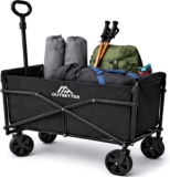 70L Folding Trolley on Wheels, Festival Trolley Cart with Adjustable Handle, Collapsible Foldable Wagon for Camping, Garden, Beach, Shopping, Outdoor