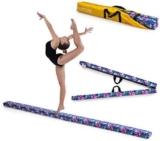 7ft Folding Gymnastics Balance Beam Printed Faux Suede Kids Fitness Training Home Gym Exercise Free Storage Case Carry Handles Stainless Steel Feet Soft-Close Hinges Made in the UK