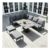 8-Seater Grey L-Shape Iron Garden Sofa Set with Rising Table & Stools