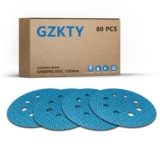80pcs 125mm Sanding Discs, Hook and Loop, 8-Hole, Grit 600, 5 Inch Sanding Pads for Random Orbital Sander