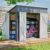 8×4 FT Metal Garden Shed, Outdoor Storage Shed with 3-Door, Gray Sloping Roof, Waterproof & UV Resistant, 4 Air Vents Includes 2 Locks, Gloves, Ground Nails For Backyard, Patio, Pet Room