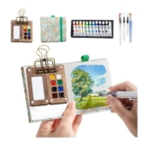 9-Pcs Portable Watercolor Palette, 8-Grid Travel Set, Foldable Lid, Green