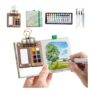 9-Pcs Portable Watercolor Palette, 8-Grid Travel Set, Foldable Lid, Green