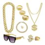 9-Piece Hip Hop Costume Accessories, 80s-90s