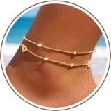 925 Silver Anklet Bracelets for Women,Gold Waterproof Layered Stackable Square Zircon Chain Non Tarnish Large Adjustable Anklet Bracelet for Summer Beach Jewelry Gift