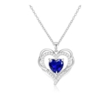 925 Sterling Silver Birthstone Heart Necklace, 12 Colours, CZ Pendant