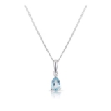9ct White Gold Swiss Blue Topaz Pear Cut Pendant