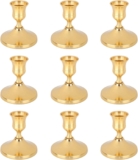 9pcs Vintage Brass Gold Taper Candle Holders Set, Metal Short Candlesticks Antique Candle Sticks for Dining Table Centerpiece Wedding Christmas Decor Mantel Display & Festive Home Xmas Decoration
