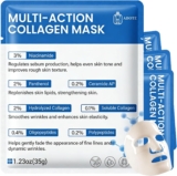 ABOTE Collagen Facial Sheet Mask – Overnight Jelly Gel Transforming from White to Transparent for Glass Glow Skin, Boost Elasticity, Even Skin Tone & Hydrate, 1.23oz (35g) x 4 Pack